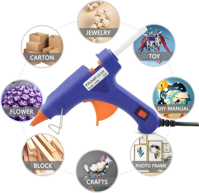 Fifchall Hot Glue Guns with 20pcs Glue Sticks, Mini Hot Melt Glue Gun Kit for Crafts, Glue Gun for School DIY Arts, Sealing, Home Repairs, Blue - Image 5